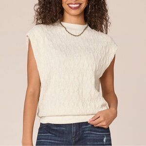 NWT Democracy Cap Sleeve Ruched Mock Neck Top Size Large